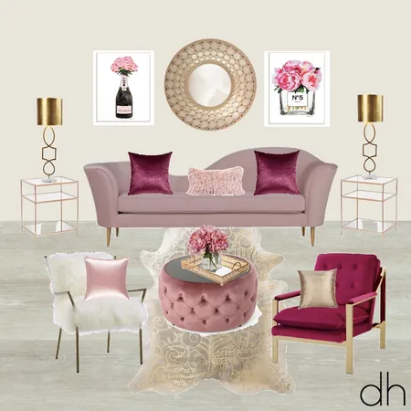 Girly Living Room Interior Design Mood Board by theglam on Style Sourcebook