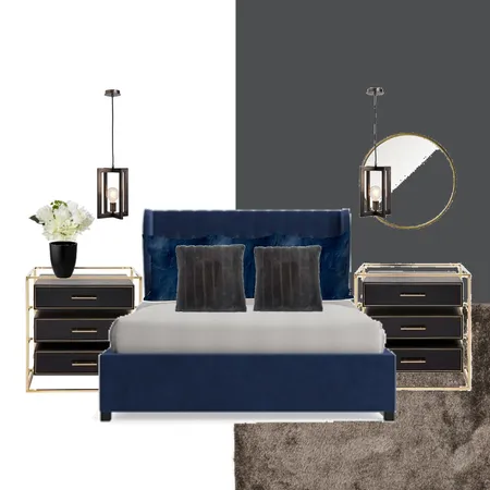 blue bedroom with gold Interior Design Mood Board by evesam on Style Sourcebook