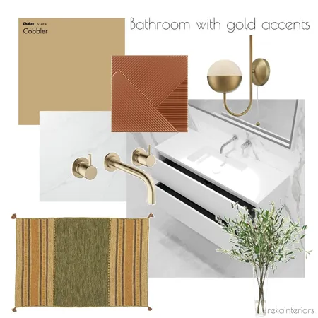 bathroom with gold accents Interior Design Mood Board by Reka Fabian on Style Sourcebook