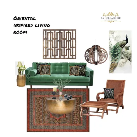 oriental inspired living room Interior Design Mood Board by La Bella Rube Interior Styling on Style Sourcebook
