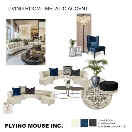 Living Room - Metallic accent Interior Design Mood Board by Flyingmouse inc on Style Sourcebook