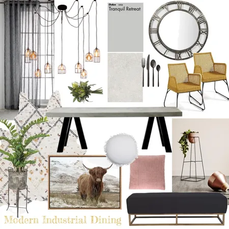 Modern Industrial Dining Room Interior Design Mood Board by Amyletitiabrown on Style Sourcebook