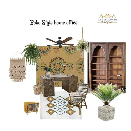 Boho home office Interior Design Mood Board by La Bella Rube Interior Styling on Style Sourcebook