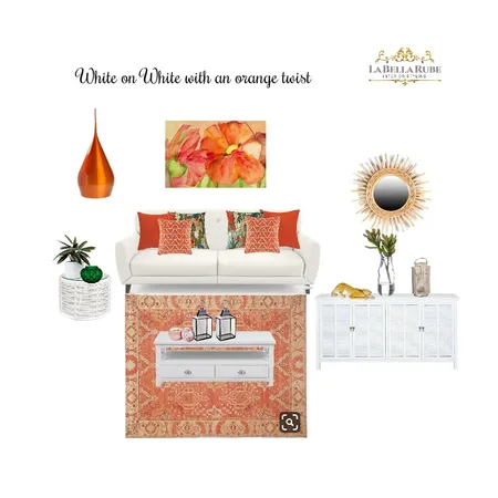 white on white with a twist of orange Interior Design Mood Board by La Bella Rube Interior Styling on Style Sourcebook