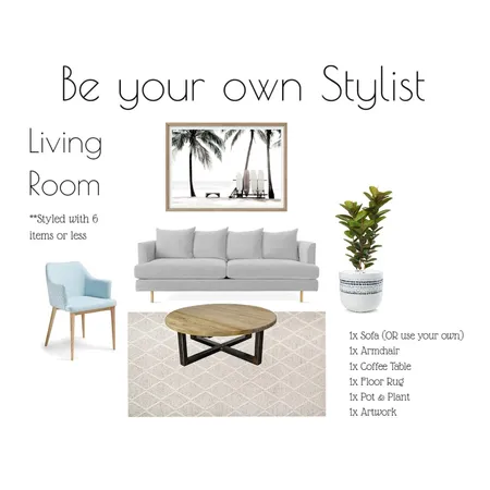 Style your Living Room  with 6 Items or less Interior Design Mood Board by Bates on Style Sourcebook