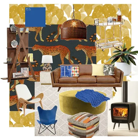 midcentury boho living room Interior Design Mood Board by lizflavall on Style Sourcebook