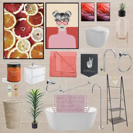 pink/orange girly ensuite Interior Design Mood Board by eliselaura on Style Sourcebook