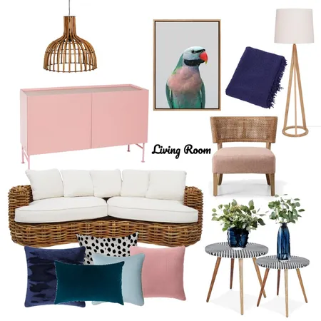Living Room - Pink Boho Chic Interior Design Mood Board by mariah.cooke on Style Sourcebook