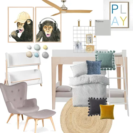 Pick A Pear Two monkeys jumping on the bed Interior Design Mood Board by pixelspluspaper on Style Sourcebook
