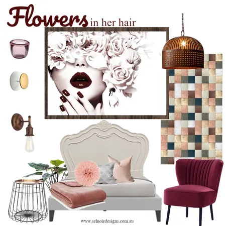 Flowers in her hair Interior Design Mood Board by Sel Noir Designs  on Style Sourcebook