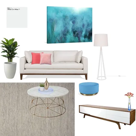 Living room coral blue Interior Design Mood Board by Jo-Anne on Style Sourcebook