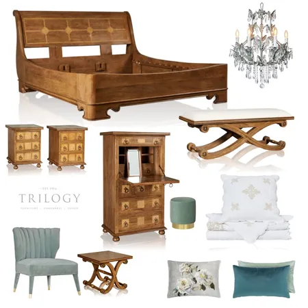 Bedroom - Fruitwood - Driftwood &amp; Almond Green Velvet Interior Design Mood Board by Trilogy on Style Sourcebook