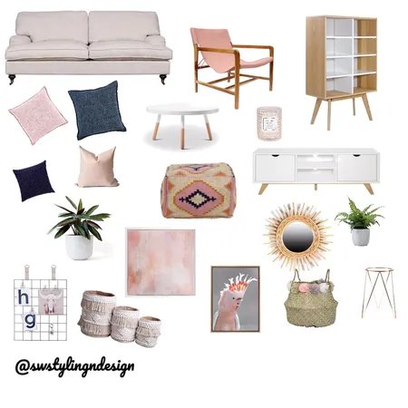 Lounge room, summery pinks Interior Design Mood Board by 42sam.watto on Style Sourcebook