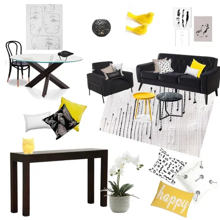 yellow white black Interior Design Mood Board by iritziv1977 on Style Sourcebook