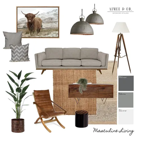 Masculine Living Interior Design Mood Board by Amy Louise Interiors on Style Sourcebook