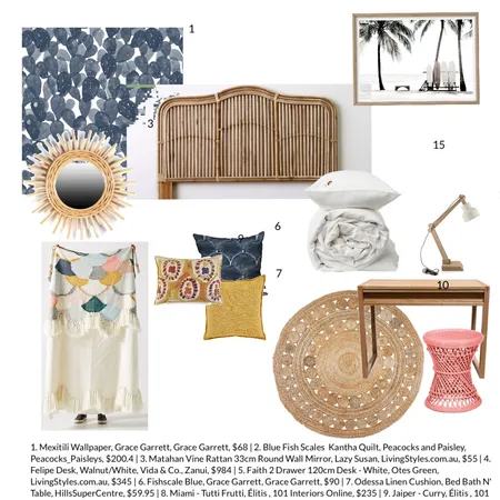 Children’s Boho Bedroom Interior Design Mood Board by Thehouseonbeachroad on Style Sourcebook
