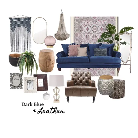 Dark blue &amp; leather Interior Design Mood Board by Ameera on Style Sourcebook