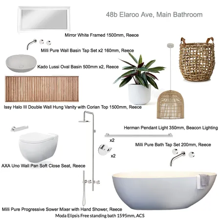 48b Elaroo Ave, Main Bathroom Interior Design Mood Board by Design Divine on Style Sourcebook