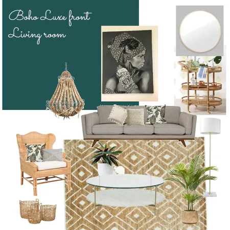 Boho Luxe front Living room Interior Design Mood Board by Luxe Style Co. on Style Sourcebook