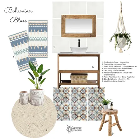 Bohemian Blues - Bathroom Interior Design Mood Board by Northern Rivers Bathroom Renovations on Style Sourcebook