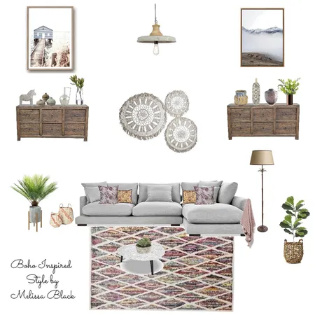 Boho Inspired Living Room Interior Design Mood Board by MelissaBlack on Style Sourcebook