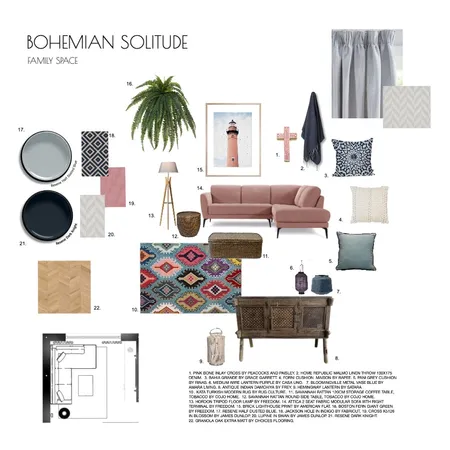 BOHEMIAN SOLITUDE, FAMILY SPACE Interior Design Mood Board by tashcollins on Style Sourcebook