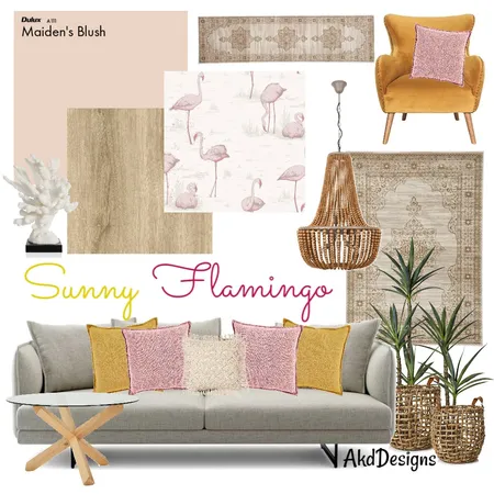 Sunny Flamingo Interior Design Mood Board by akddesigns on Style Sourcebook
