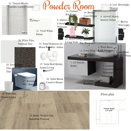 Powder Room Interior Design Mood Board by Bhakti Mehta on Style Sourcebook