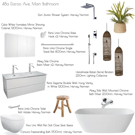 48a Elaroo Ave, Main Bathroom Interior Design Mood Board by Design Divine on Style Sourcebook