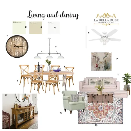 Modern farmhouse living and dining Interior Design Mood Board by La Bella Rube Interior Styling on Style Sourcebook