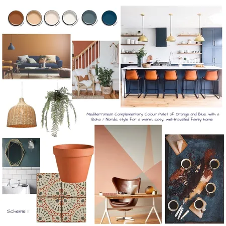 Blue and Orange Mediterranean / Boho Home Interior Design Mood Board by Bluebell Revival on Style Sourcebook