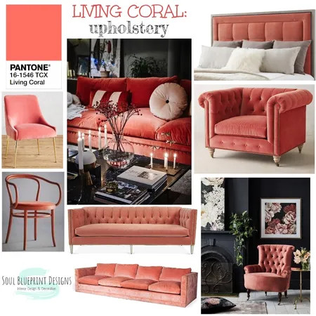 Living Coral  - Upholstery Interior Design Mood Board by Taylah O'Brien on Style Sourcebook