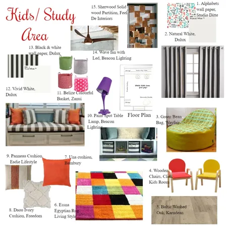 Kids/ Study Area Interior Design Mood Board by Bhakti Mehta on Style Sourcebook