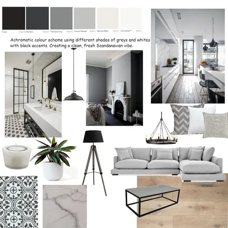 Achromatic Colour Scheme - A6 Interior Design Mood Board by LauraT on Style Sourcebook