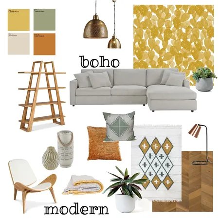 Boho Modern Living Interior Design Mood Board by AlainaPhillippi on Style Sourcebook