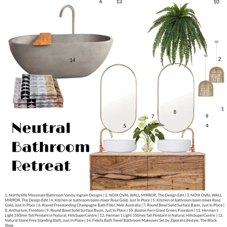 Neutral Bathroom Interior Design Mood Board by Shanna McLean on Style Sourcebook