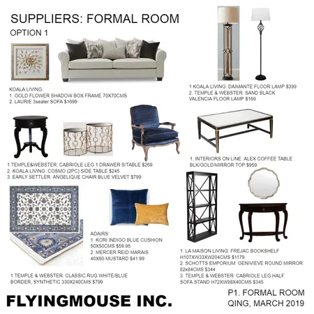 Formal Living Room Interior Design Mood Board by Flyingmouse inc on Style Sourcebook