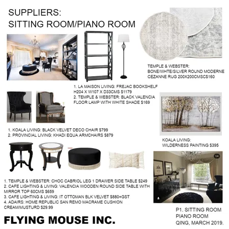 SITTING ROOM SUPPLIERS Interior Design Mood Board by Flyingmouse inc on Style Sourcebook