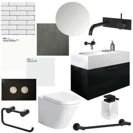 Achromatic Powder Room Interior Design Mood Board by DKD on Style Sourcebook