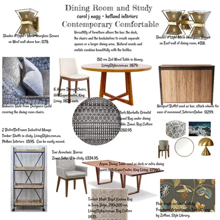 Dining Room and Study Interior Design Mood Board by cjn on Style Sourcebook