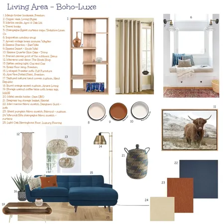 Lounge using Complementary Colours - Orange and Blue Interior Design Mood Board by Bluebell Revival on Style Sourcebook