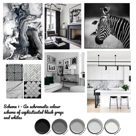 Achromatic - Black, White and Grey Interior Design Mood Board by laurelle on Style Sourcebook