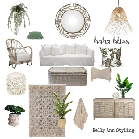 Boho Bliss Lounge room Interior Design Mood Board by Kelly on Style Sourcebook