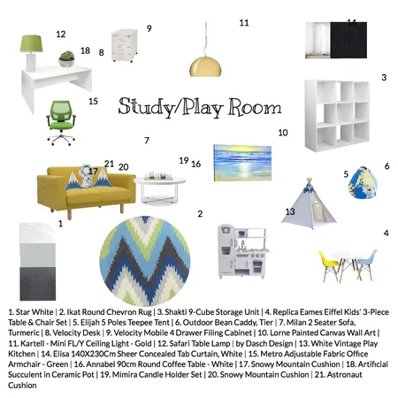 Study/Play Room Interior Design Mood Board by dessypoursafar on Style Sourcebook