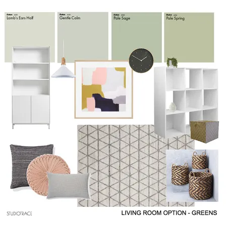 LIVING ROOM OPTION 1 - GREENS Interior Design Mood Board by Studiotrace on Style Sourcebook