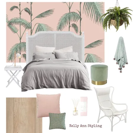 Pink palm bedroom oasis Interior Design Mood Board by Kelly on Style Sourcebook