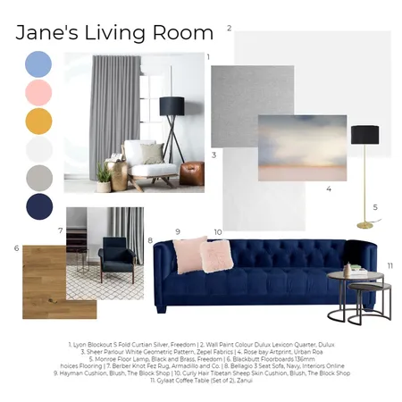 Jane's Living Room Interior Design Mood Board by Happy House Co. on Style Sourcebook