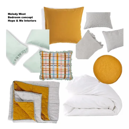 Melody West - Bedroom 1 Interior Design Mood Board by Hope & Me Interiors on Style Sourcebook