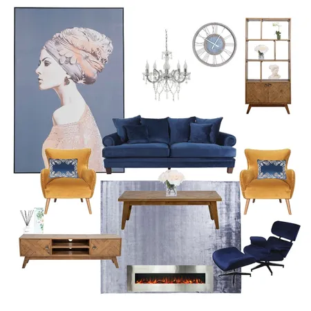 Bold and Glam Blue Interior Design Mood Board by Eseri on Style Sourcebook