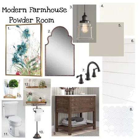 Modern Farmhouse Powder Room Interior Design Mood Board by SimplyAmy on Style Sourcebook